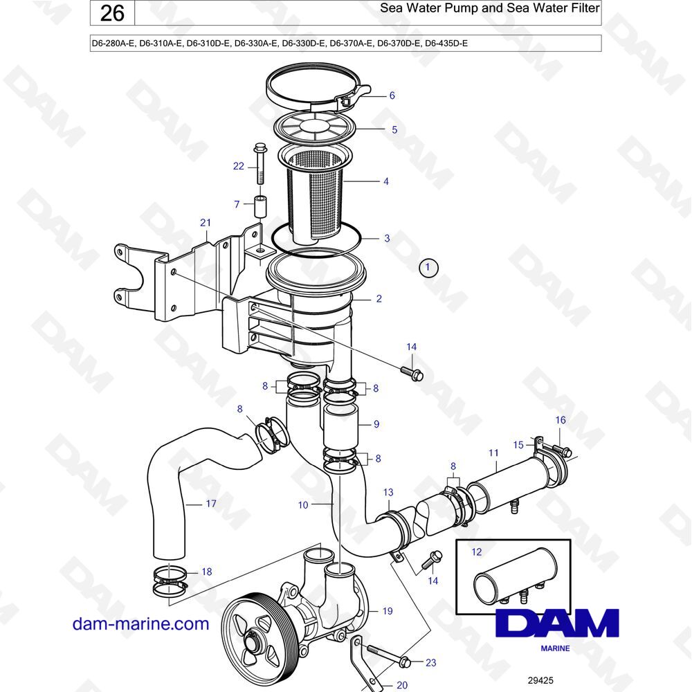 Parts And Exploded Views For Volvo Penta D6-370D-D Engine